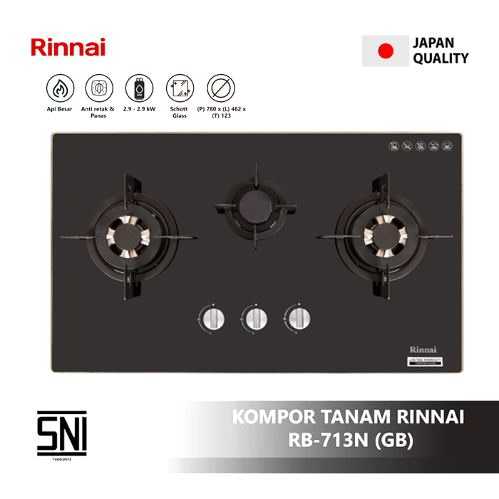Rinnai Kompor Tanam 3 Tungku Simplicity - RB713N GB